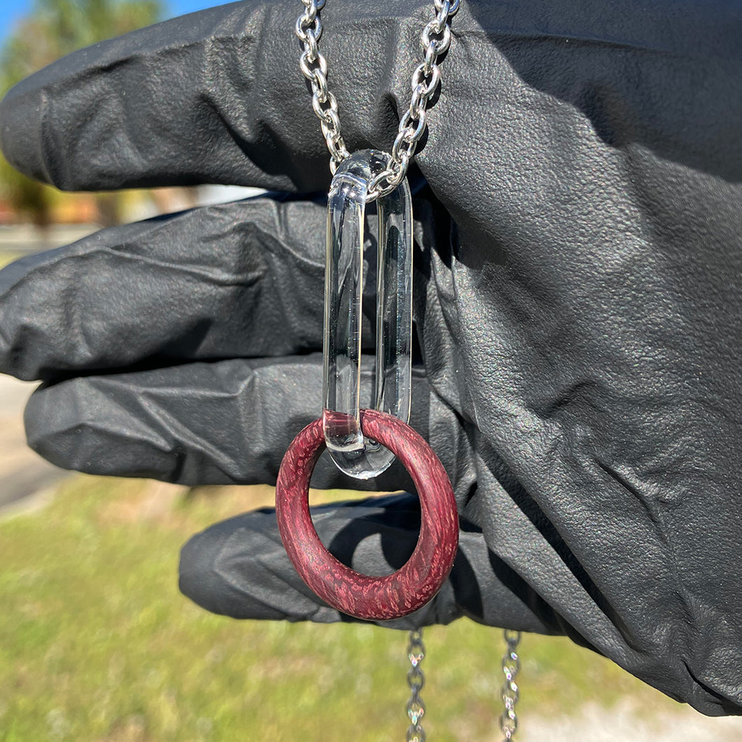 Wood Ring & Glass Link Pendant C