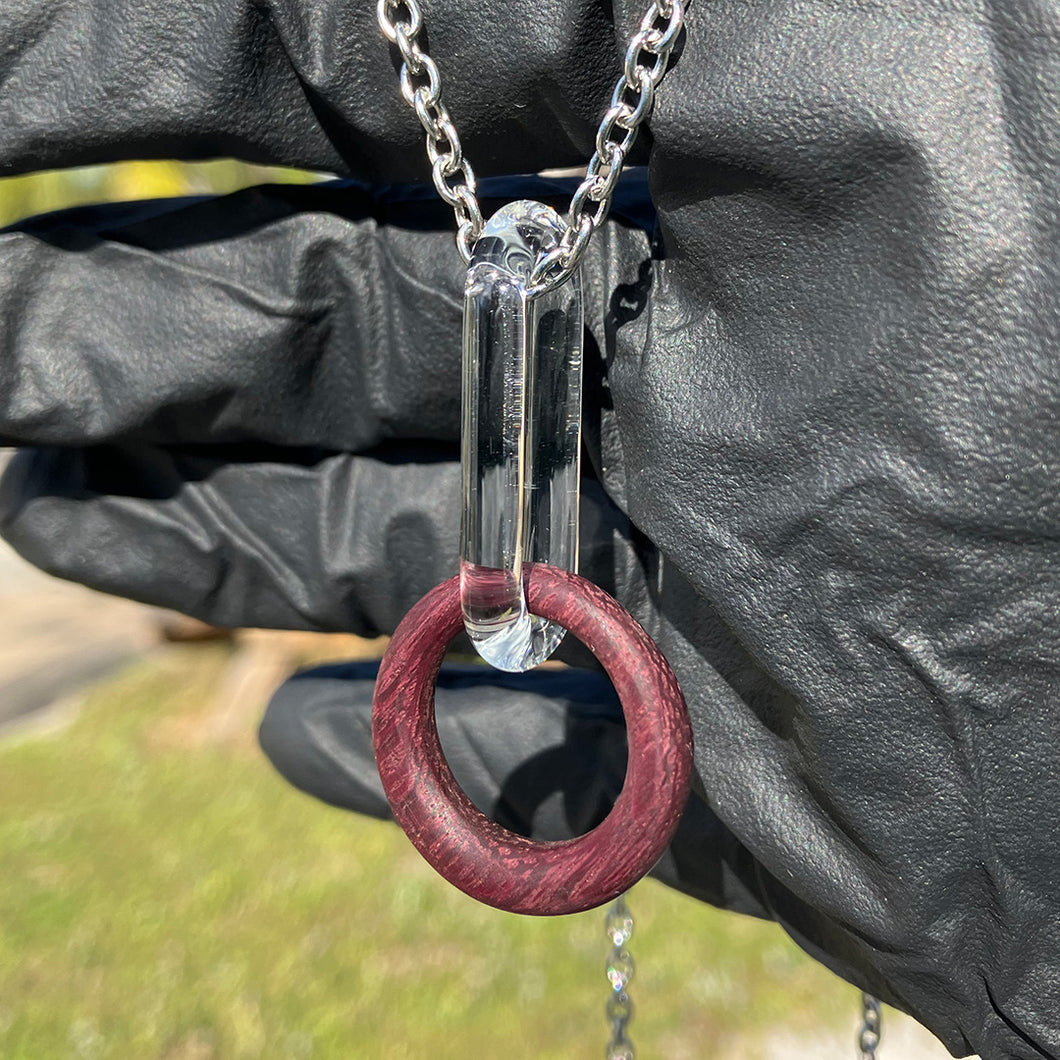 Wood Ring & Glass Link Pendant D