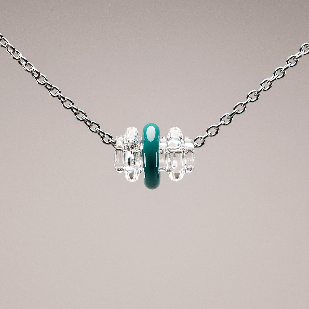 Kinetic Glass Bead with Teal Rotating Ring