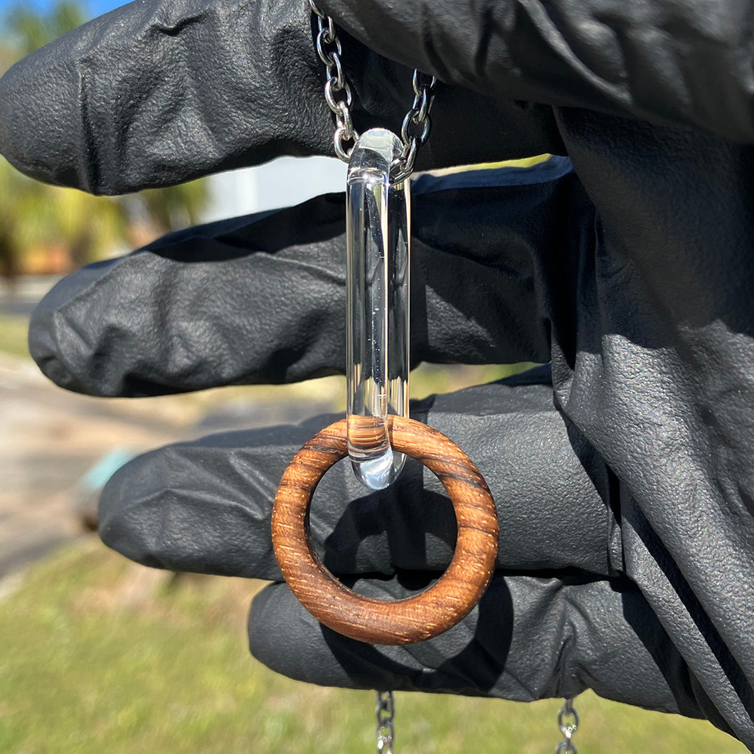 Wood Ring & Glass Link Pendant A