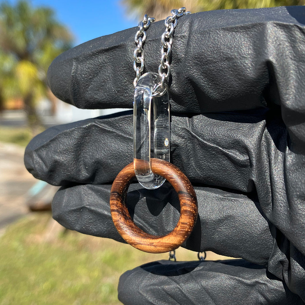 Wood Ring & Glass Link Pendant B